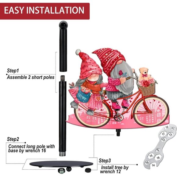 Valentine's Day Paper Towel Holder gnome heart bicycle whimsy love metal - Picture 4 of 7